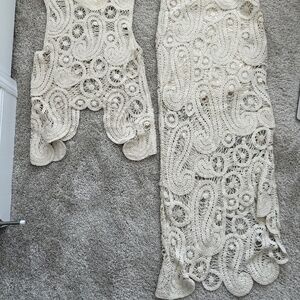 Zara Crochet Top and Skirt Set - Size M - Cream